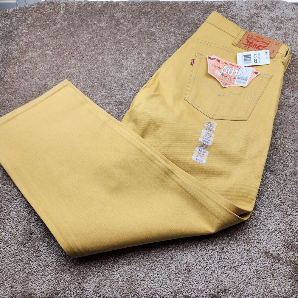 Levis 501 Original Shrink-to-Fit Yellow Straight Leg Jeans 40x31 00501-1474 NEW